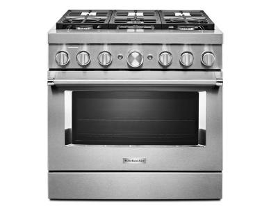 36" KitchenAid 5.1 Cu. Ft. Smart Commercial-Style Dual Fuel Range With 6 Burners In Stainless Steel - KFDC506JSS