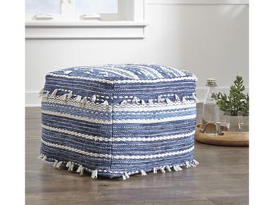 Signature Design by Ashley Anthony Pouf in Blue/White - A1000324
