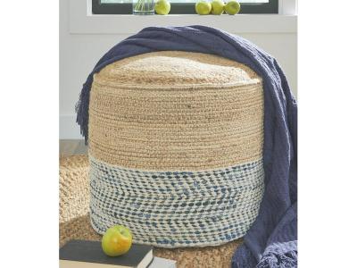 Signature Design by Ashley Matson Pouf in Natural/Blue - A1000809