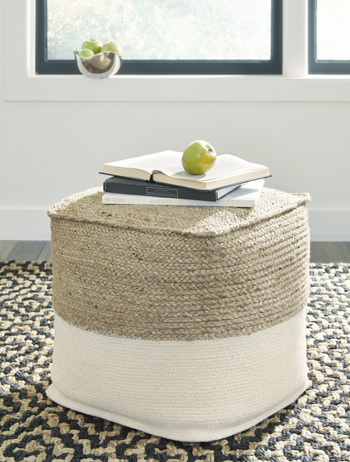 Signature Design by Ashley Sweed Valley Pouf A1000831 Natural/White