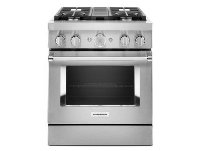 30" KitchenAid 4.1 Cu. Ft. Smart Commercial-Style Dual Fuel Range With 4 Burners - KFDC500JSS