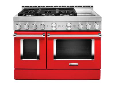 48" KithenAid 6.3 Cu. Ft. Smart Commercial-Style Gas Range With Griddle - KFGC558JPA