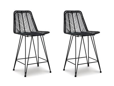 Signature Design by Ashley Angentree Upholstered Barstool in Black - D434-124