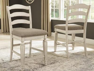 Signature Design by Ashley Realyn Upholstered Barstool (2/CN) D743-124 Chipped White