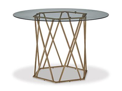 Signature Design by Ashley Wynora Round Dining Room Table D292-15 Gold Finish
