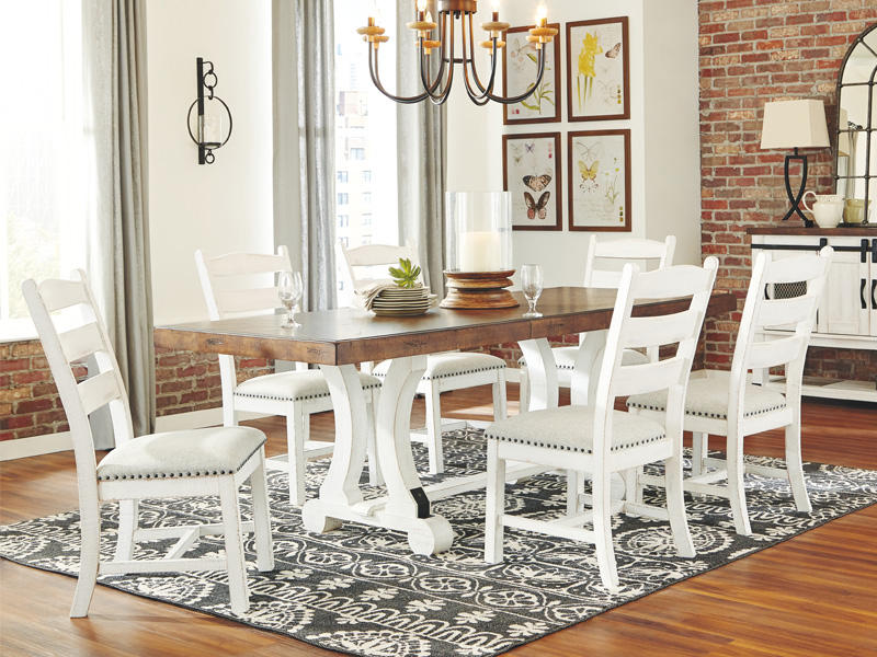 Signature Design by Ashley Valebeck Rectangular Dining Room Table D546-35 White/Brown