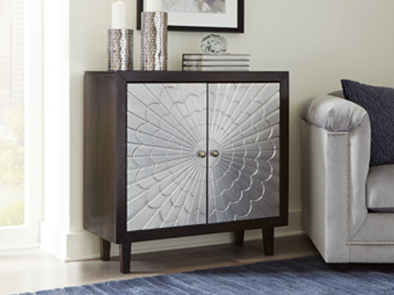 Signature Design by Ashley Ronlen Accent Cabinet in Brown/Silver Finish - A4000175