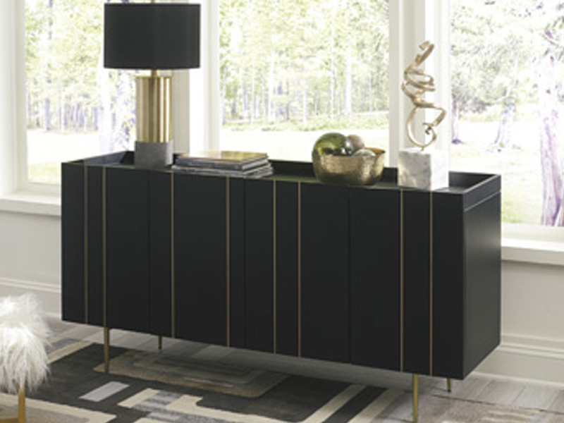 Signature Design by Ashley Brentburn Accent Cabinet in Black/Gold Finish - A4000260