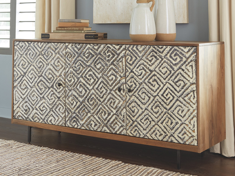 Signature Design by Ashley Kerrings Accent Cabinet in Brown/Black/White - A4000258