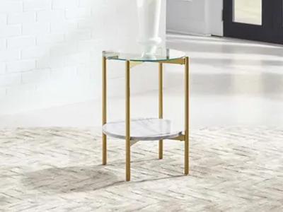 Signature Design by Ashley Wynora Round End Table T192-6 White/Gold