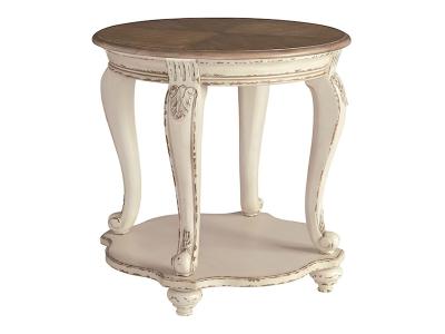 Signature Design by Ashley Realyn Round End Table T743-6 White/Brown