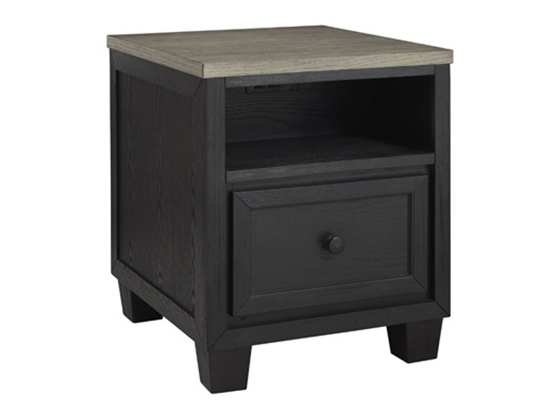 Ashley Furniture Foyland Rectangular End Table in Black/Brown - T979-3