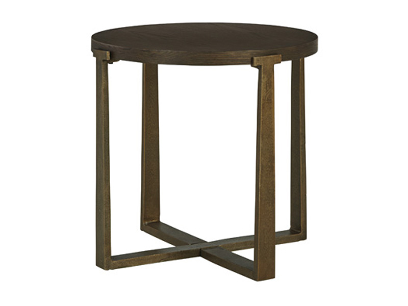 Signature Design by Ashley Balintmore Round End Table T967-6 Brown/Gold Finish