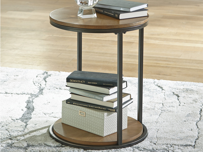 Signature Design by Ashley Fridley Round End Table T964-6 Brown/Black