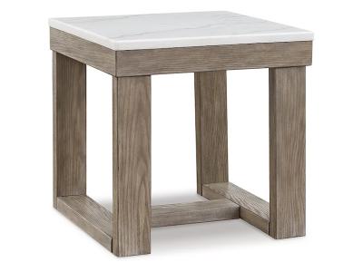 Ashley Furniture Loyaska Square End Table in Brown/Ivory - T789-2