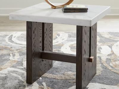 Ashley Furniture Burkhaus Rectangular End Table in White/Dark Brown - T779-3 