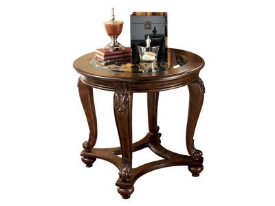 Ashley Furniture Norcastle Round End Table in Dark Brown - T499-6