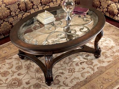 Ashley Furniture Norcastle Oval Cocktail Table Dark Brown - T499-0