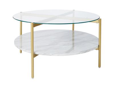 Signature Design by Ashley Wynora Round Cocktail Table T192-8 White/Gold