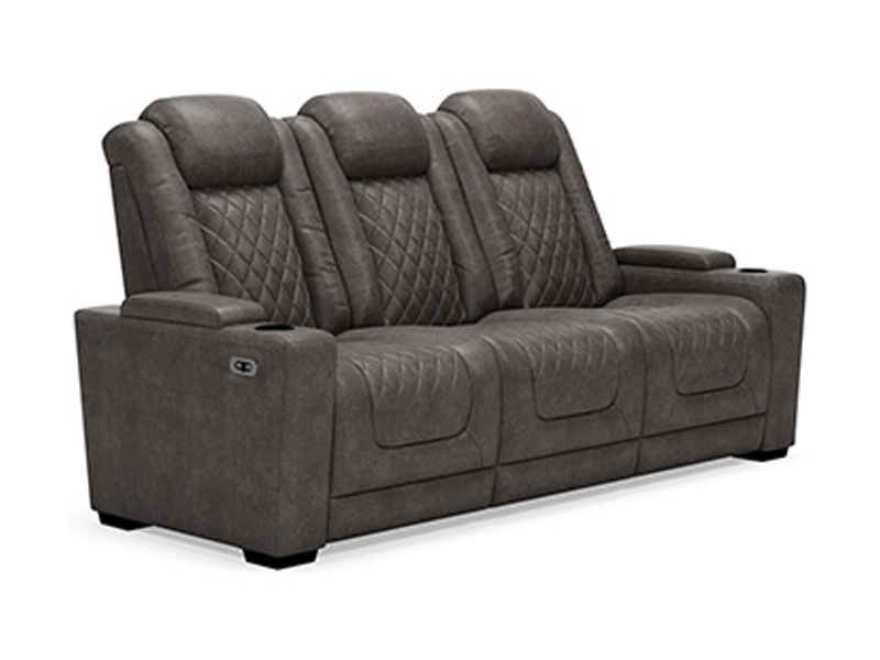 Signature Design by Ashley HyllMont PWR REC Sofa with ADJ Headrest in Gray - 9300315