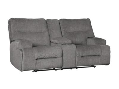 Signature Design by Ashley Coombs DBL Rec Loveseat w/Console in Charcoal - 4530294