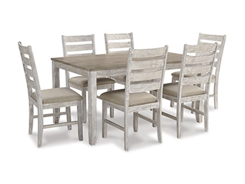 Signature Design by Ashley Skempton Dining Room Table Set (7/CN)in White/Light Brown - D394-425