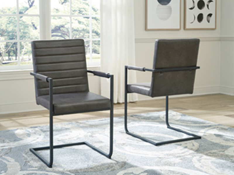 Signature Design by Ashley Strumford Dining UPH Arm Chair (2/CN) in Gray/Black - D449-02A