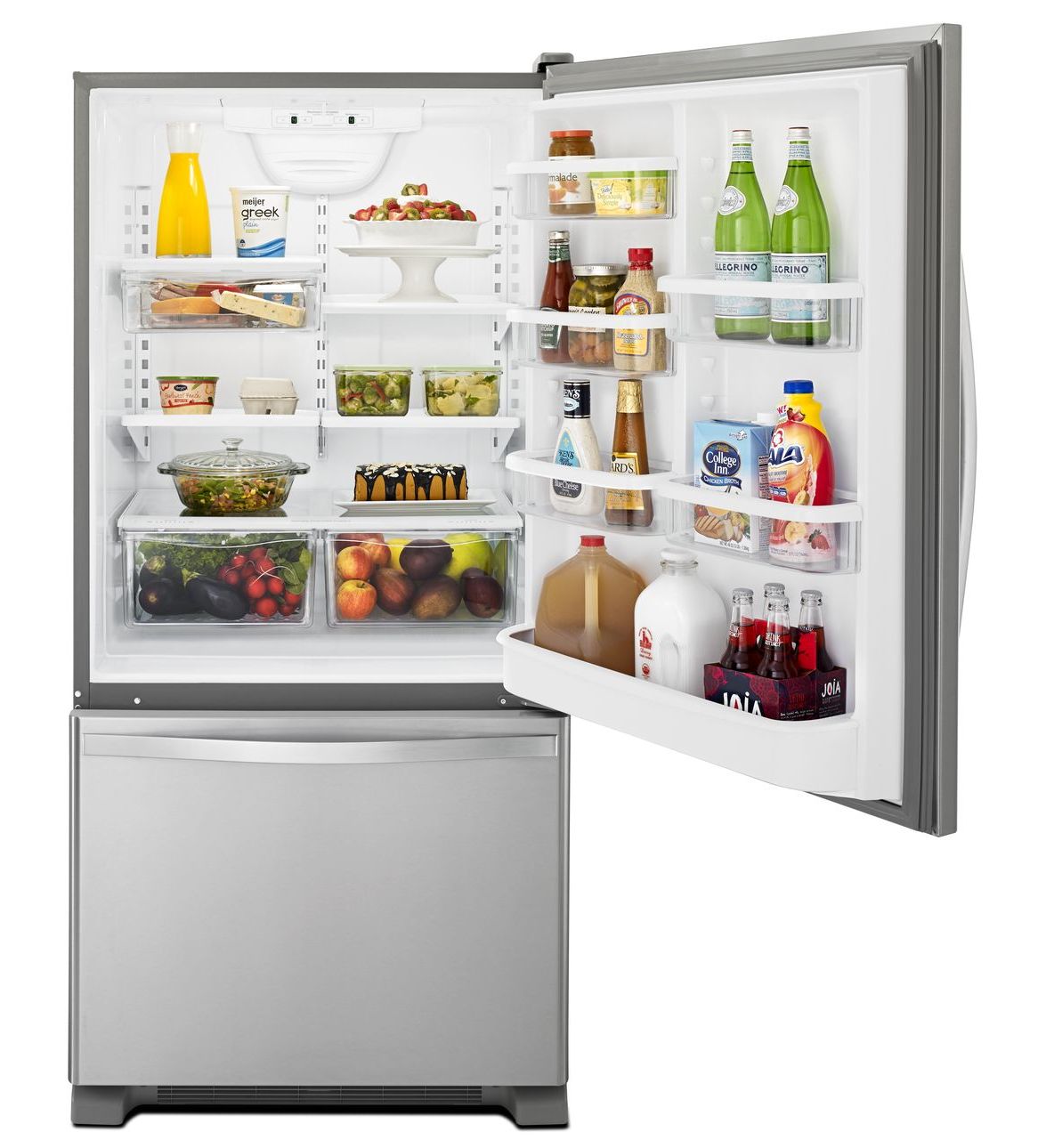 30" Whirlpool 19 Cu. Ft. Bottom-Freezer Refrigerator with Freezer Drawer - WRB329RFBM