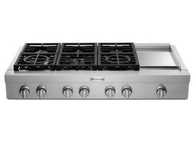 48" KitchenAid 6-Burner Commercial-Style Gas Rangetop with Griddle - KCGC558JSS
