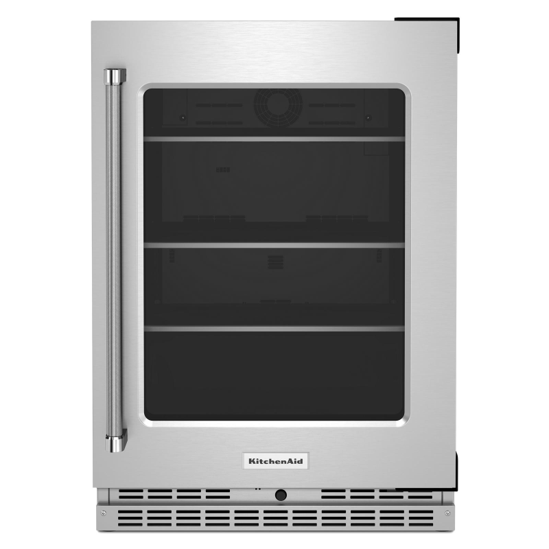 24" KitchenAid Undercounter Refrigerator with Glass Door and Shelves with Metallic Accents - KURR314KSS