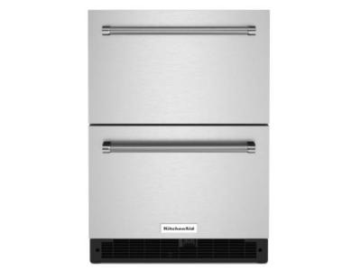 24" KitchenAid Undercounter Double-Drawer Refrigerator in Stainless Steel  - KUDR204KSB