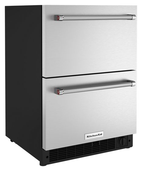 24" Kitchenaid 4.29 Cu. Ft. Undercounter Double-Drawer Refrigerator in Stainless Steel - KUDF204KSB