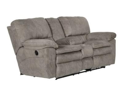 Catnapper Reyes Graphite Reclining Lay Flat Console Loveseat with Storage and Cupholders - 2409 2792-28