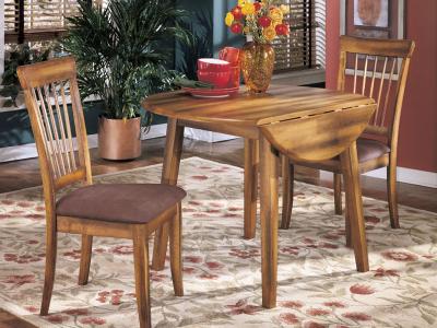 Signature Design by Ashley Berringer Round DRM Drop Leaf Table in Rustic Brown - D199-15 
