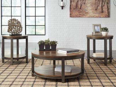 Signature Design by Ashley Roybeck Occasional Table Set (3/CN) T411-13 Light Brown/Bronze