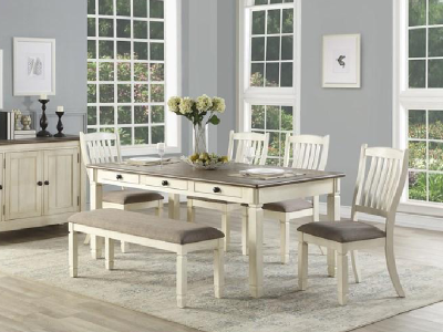 Country Chic 6Pc Dining Set with Bench - 5627W-K