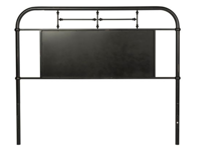 Vintage Queen Metal Headboard in Black -179-BR13H-B