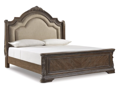 Signature Design by Ashley Charmond California King Sleigh Bed With Upholstered Headboard in Brown - B803B5