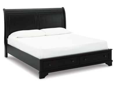 Signature Design by Ashley Chylanta California King Sleigh Bed with 2 Storage Drawers in Black - B739B9