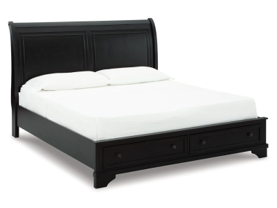 Signature Design by Ashley Chylanta King Sleigh Bed with 2 Storage Drawers in Black - B739B8