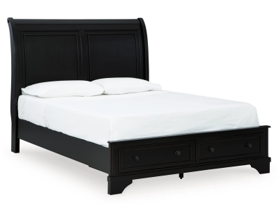 Signature Design by Ashley Chylanta Queen Sleigh Bed with 2 Storage Drawers in Black - B739B6