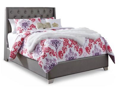 Signature Design by Ashley Coralayne Full Vinyl Upholstered Bed with Faux Diamond Tufting in Silver - B650B19