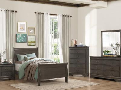 Youth Mayville Collection 7 Piece Twin Bedroom Set In Grey - 2147TSG-K