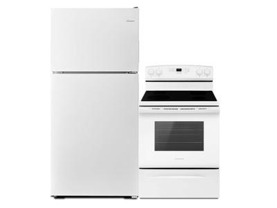 30" Amana 18 Cu. Ft. Top-Freezer Refrigerator and 4.8 Cu. Ft. Freestanding Ceran Top Electric Range  -  ART318FFDW-YAER6603SFW