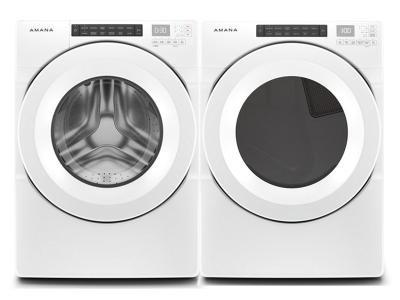 27" Amana 5.0 Cu. Ft. Front Load Washer and 7.4 Cu. Ft. Front Load Electric Dryer - NFW5800HW-YNED5800HW