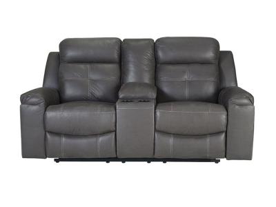 Jesolo DBL Rec Loveseat w/Console in Dark Gray - 8670594