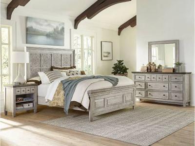 Heartland 6 Pc King Panel Bedroom Set - 824-BR-OKPBDMN