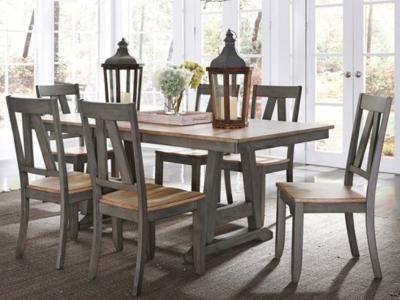 Lindsey Farm 7 Piece Trestle Table Dining Set - 62-CD-7TRS