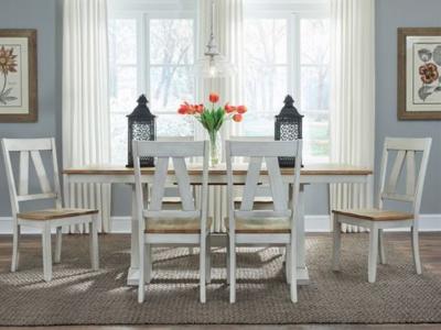 Lindsey Farm 7 Piece Trestle Table Dining Set - 62WH-CD-7TRS