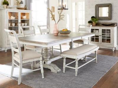 Whitney 6 Piece Trestle Table Dining Set - 661W-CD-6TRS